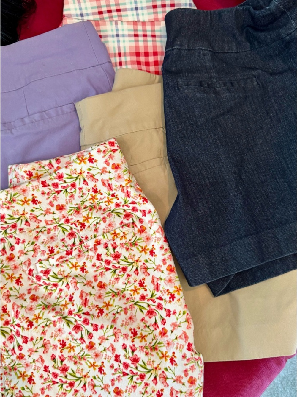 Fab 5 Mixed Short 7th Ave. Bundle- Floral, Checkered, Denim Blue, Khaki & Lilac